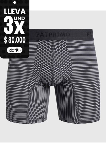 Bóxer Medio Con Estampado De Rayas Horizontales  X1 Para Hombre Gris Patprimo