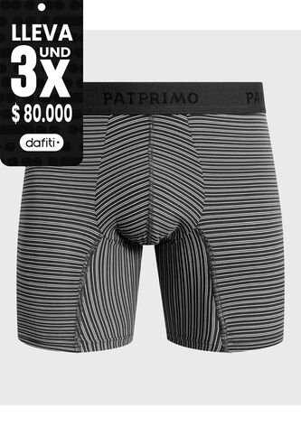 Bóxer Medio Con Estampado De Rayas Horizontales  X1 Para Hombre Negro Patprimo Patprimo