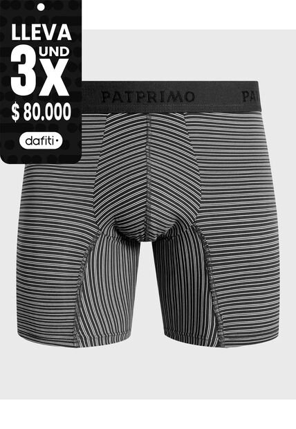 Bóxer Medio Con Estampado De Rayas Horizontales  X1 Para Hombre Negro Patprimo