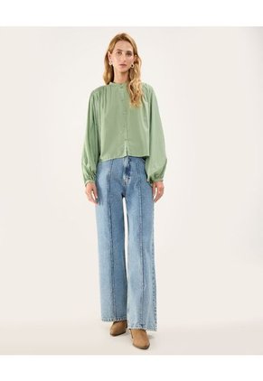 Blusa Cuello Mao  Para Mujer Verde Patprimo