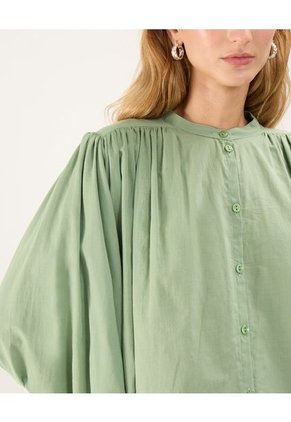 Blusa Cuello Mao  Para Mujer Verde Patprimo