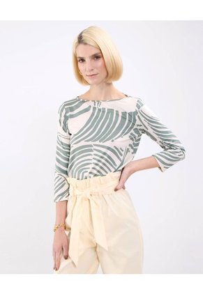 Camiseta Para Mujer Manga 3/4 Cuello Redondo Color Verde Marca Patprimo #30093685