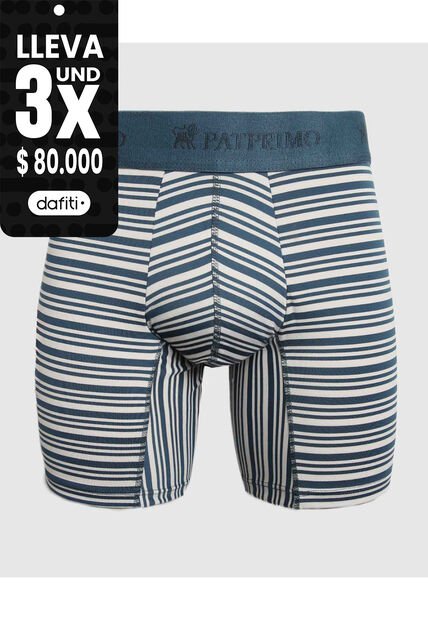 Bóxer Medio Estampado A Rayas X1 Para Hombre Azul Patprimo