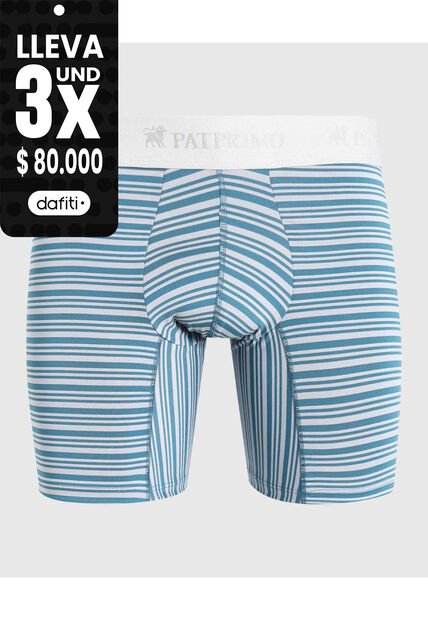 Bóxer Medio Estampado A Rayas X1 Para Hombre Azul Patprimo