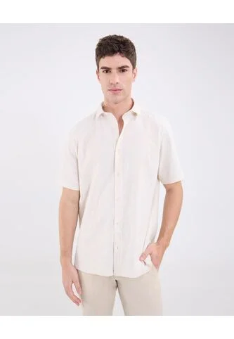 Camisa Guayabera Para Hombre Manga Corta Sin Bolsillo Color Crema Marca Patprimo #44030399 Patprimo