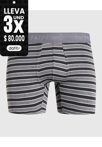 Bóxer Medio A Rayas X1 Para Hombre Gris Patprimo Patprimo