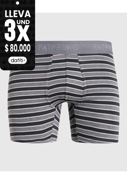 Bóxer Medio A Rayas X1 Para Hombre Gris Patprimo