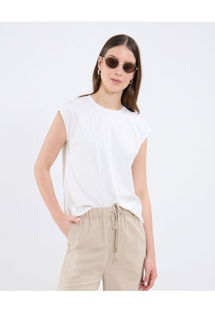 Camiseta Para Mujer Manga Sisa Cuello Redondo Color Blanco Marca Patprimo #30093796