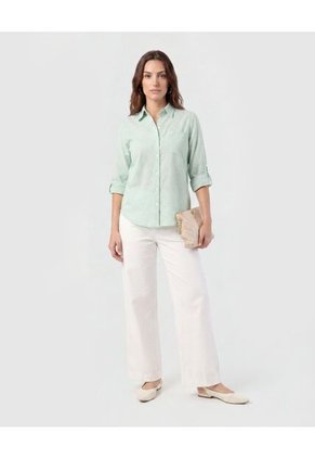 Camisa Texturizada Con Manga Larga Para Mujer  Para Mujer Negro Patprimo