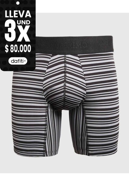 Bóxer Medio Estampado A Rayas X1 Para Hombre Negro Patprimo