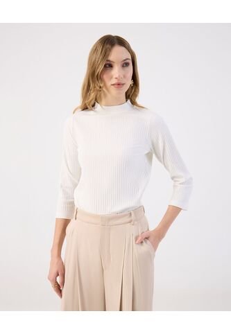 Camiseta  Para Mujer Manga 3/4 Cuello Alto Color Blanco Marca Patprimo #30093884 Patprimo