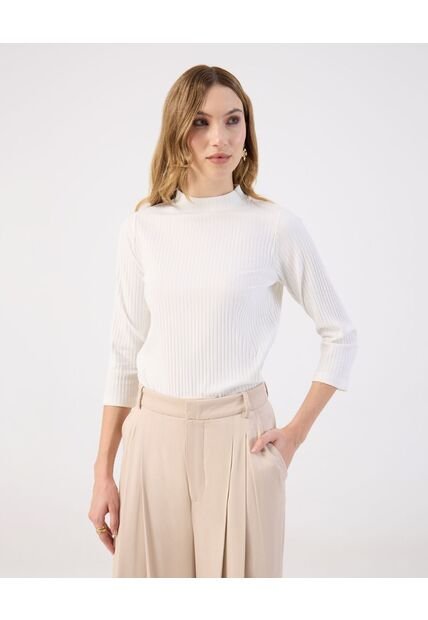 Camiseta  Para Mujer Manga 3/4 Cuello Alto Color Blanco Marca Patprimo #30093884