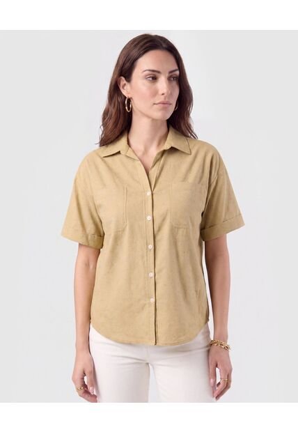 Camisa Corta Doble Bolsillo Mujer  Para Mujer Negro Patprimo