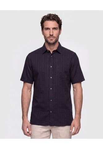 Camisa Manga Corta Texturizada Para Hombre  Para Hombre Negro Patprimo Patprimo