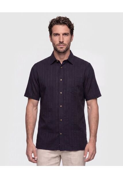 Camisa Manga Corta Texturizada Para Hombre  Para Hombre Negro Patprimo