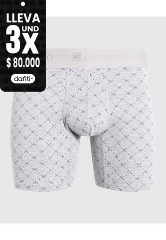 Bóxer Medio Estampado X1 Para Hombre Gris Patprimo Patprimo