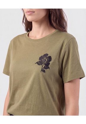 Camiseta Con Bordado Floral Para Mujer  Para Mujer Negro Patprimo