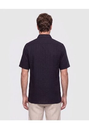 Camisa Manga Corta Texturizada Para Hombre  Para Hombre Negro Patprimo