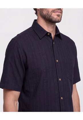 Camisa Manga Corta Texturizada Para Hombre  Para Hombre Negro Patprimo
