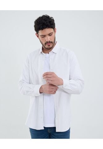 Camisa Para Hombre Manga Larga Sin Bolsillo Cuello Casual M Color Blanco Marca Patprimo #44013165 Patprimo