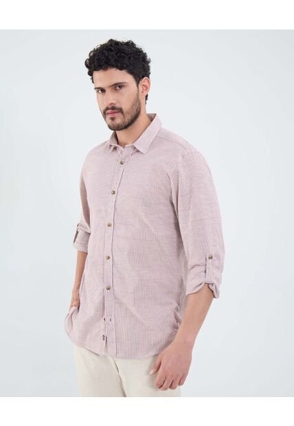 Camisa Para Hombre Manga Larga Sin Bolsillo Cuello Casual M Color Vino Marca Patprimo #44013155
