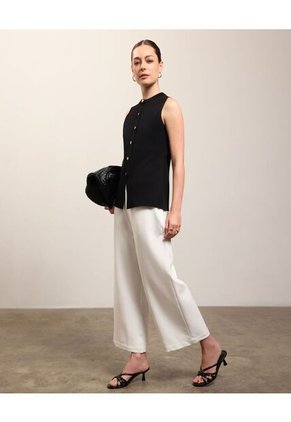 Pantalón Culotte Tiro Alto Para Mujer  Para Mujer Negro Patprimo