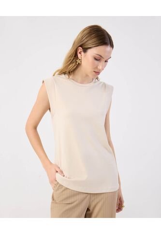 Camiseta  Para Mujer Manga Corta Cuello Redondo Color Beige Marca Patprimo #30093874 Patprimo