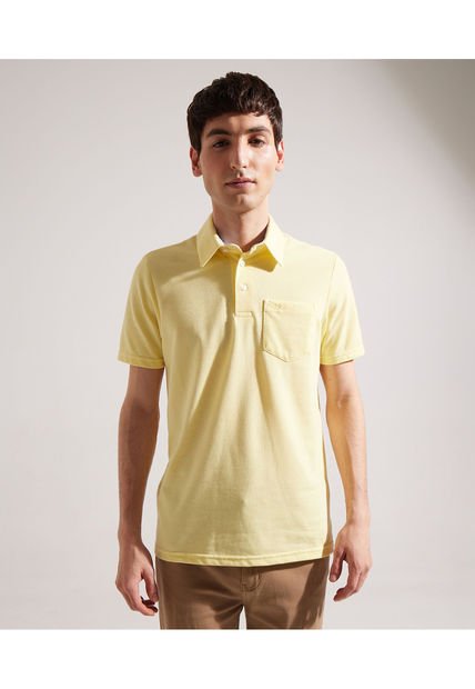 Polo Para Hombre Cuello Maquina Con Bolsillo Color Amarillo Pastel Marca Patprimo #44111091