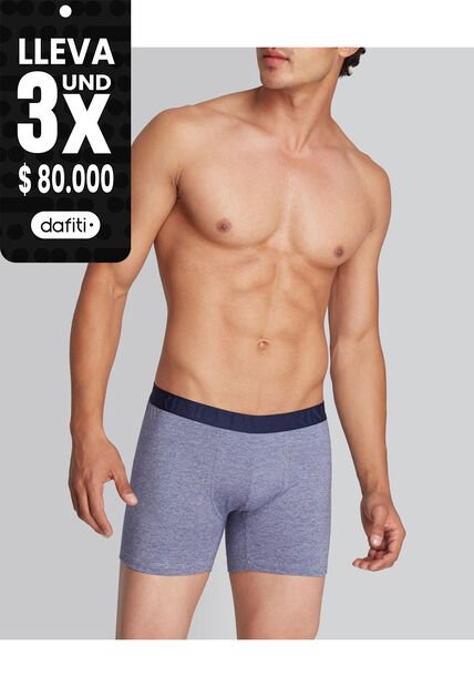 Boxer  Con Tela Jaspeada En Algodón  X1 Para Hombre Azul Patprimo