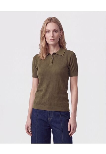 Polo Manga Corta Cuello Tejido Para Mujer  Para Mujer Negro Patprimo