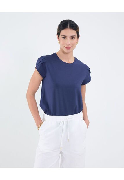 Camiseta Para Mujer Manga Corta Cuello Redondo Color Azul Marca Patprimo #30093784