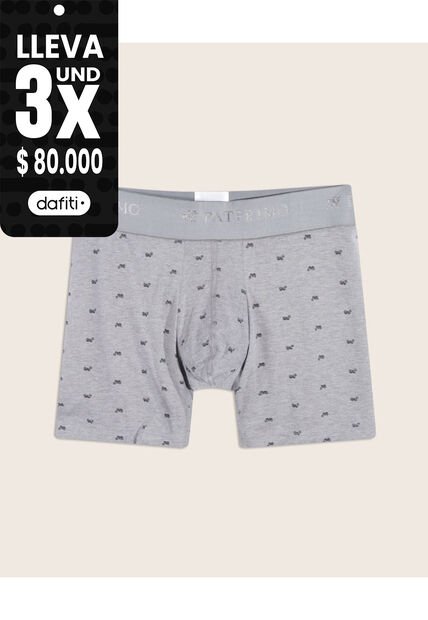 Bóxer Medio Estampado Miniprint En Algodón  X1 Para Hombre Gris Patprimo