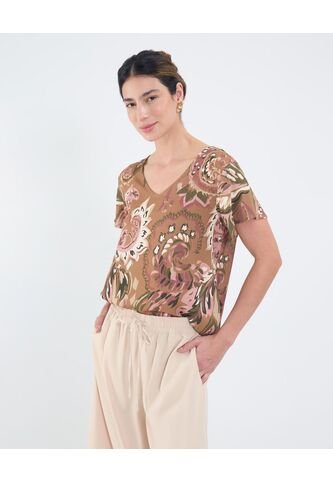 Blusa Para Mujer Manga Corta Color Café Marca Patprimo #30123546 Patprimo