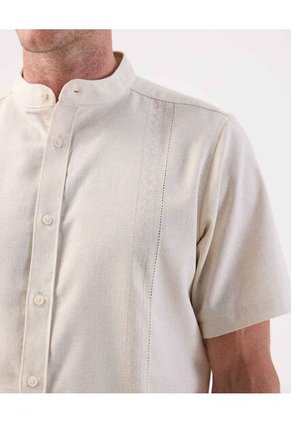 Camisa Guayabera  Para Hombre Manga Corta Sin Bolsillo Color Café Marca Patprimo #44030405