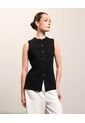 Chaleco Tejido Con Botones Para Mujer  Para Mujer Negro Patprimo de Patprimo
