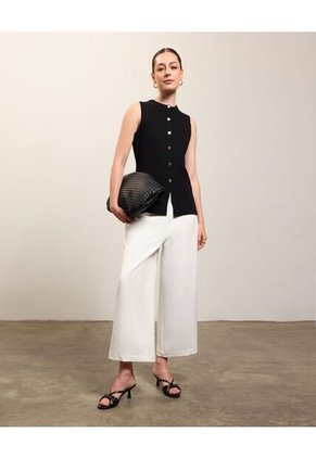 Chaleco Tejido Con Botones Para Mujer Para Mujer Negro Patprimo