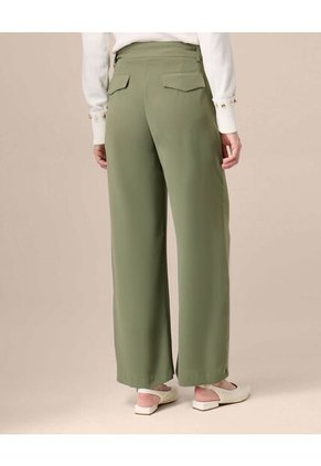 Pantalón Wide Leg Con Cinturón Para Mujer  Para Mujer Verde Patprimo