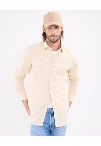 Camisa Para Hombre Manga Larga Sin Bolsillo Cuello Italiano Color Beige Marca Patprimo #44012582 Patprimo