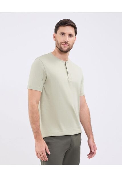 Camiseta Para Hombre Manga Corta Cuello Henley Color Verde Marca Patprimo #44090941