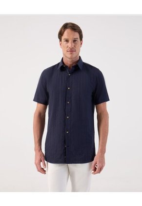 Camisa  Para Hombre Manga Corta Sin Bolsillo Cuello Casual M Color Azul Marca Patprimo #44013177