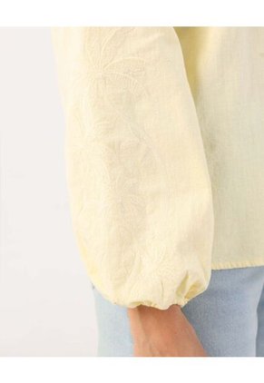 Blusa Cuello Redondo Con Bordados   Para Mujer Amarillo Patprimo