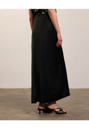 Falda Larga Minimalista   Para Mujer Negro Patprimo