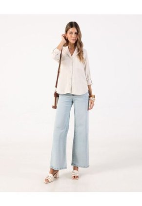 Blusa De Cuello Nerú Con Doble Bolsillo  Para Mujer Beige Patprimo