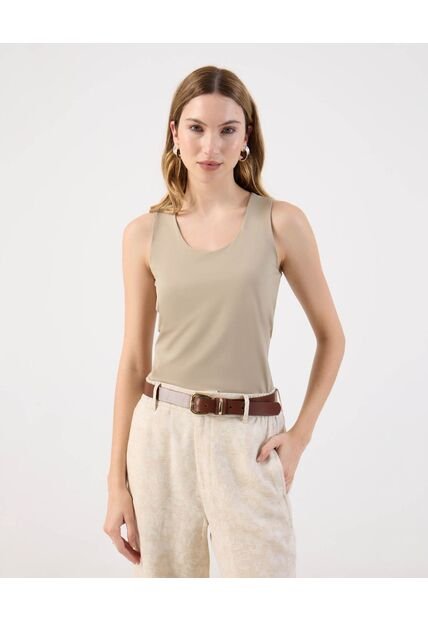 Camiseta  Para Mujer Manga Sisa Cuello Redondo Color Beige Marca Patprimo #30093852