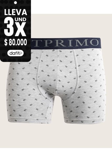 Boxer Algodón Estampado, Realce Pespuntado Elastico Expuesto X1 Para Hombre Gris Patprimo