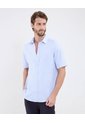 Camisa Para Hombre Manga Corta Sin Bolsillo Cuello Neru Color Azul Marca Patprimo #44013139 de Patprimo