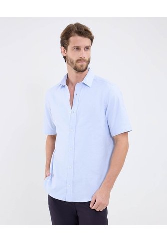 Camisa Para Hombre Manga Corta Sin Bolsillo Cuello Neru Color Azul Marca Patprimo #44013139 Patprimo
