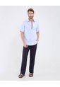 Camisa Para Hombre Manga Corta Sin Bolsillo Cuello Neru Color Azul Marca Patprimo #44013139 de Patprimo