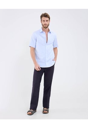 Camisa Para Hombre Manga Corta Sin Bolsillo Cuello Neru Color Azul Marca Patprimo #44013139