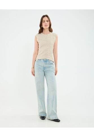 Camiseta Para Mujer Manga Corta Cuello Redondo Color Beige Marca Patprimo #30093777 Patprimo